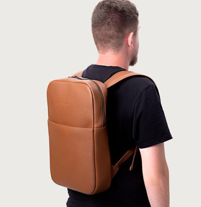 Slim Leather Laptop Backpack – Lightweight Work & Travel