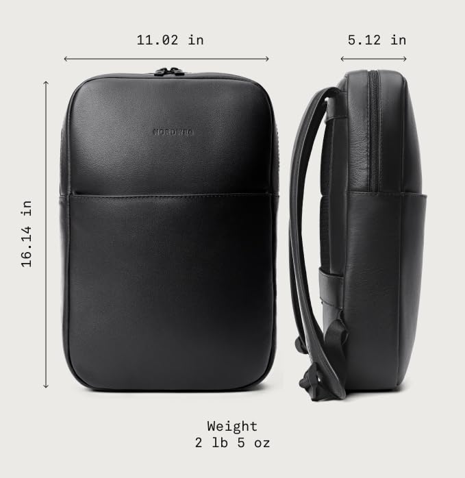 Slim Leather Laptop Backpack – Lightweight Work & Travel