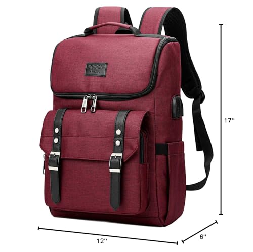 YALUNDISI Vintage Laptop Backpack with USB, Black
