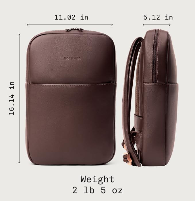 Slim Leather Laptop Backpack – Lightweight Work & Travel