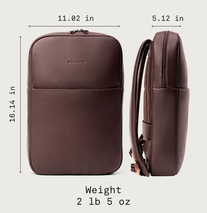 Slim Leather Laptop Backpack – Lightweight Work & Travel