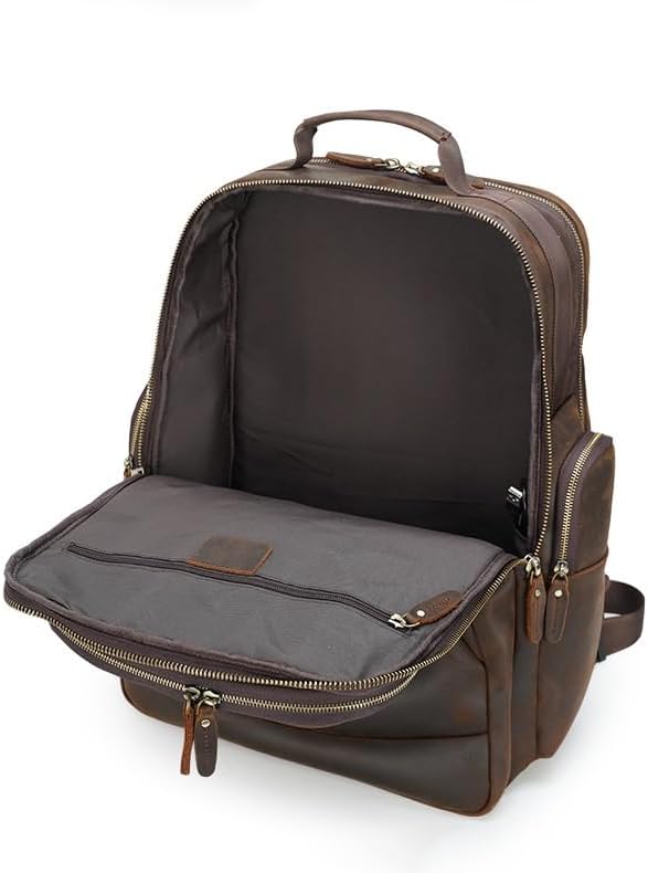 Full Grain Leather Backpack for Men Laptop Bag