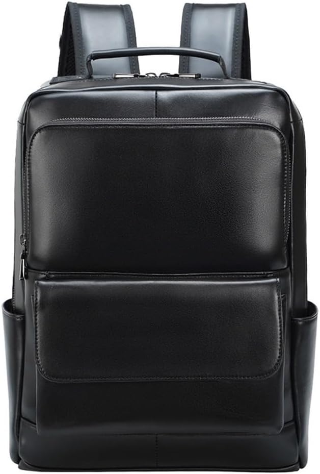 Men Leather Briefcase Waterproof Laptop Backpack
