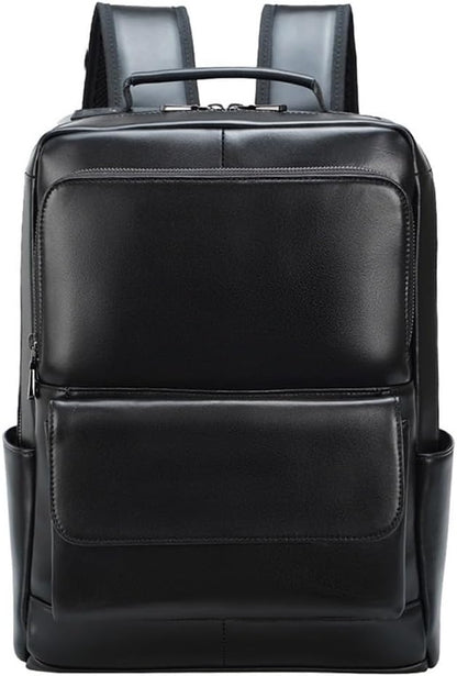 Men Leather Briefcase Waterproof Laptop Backpack
