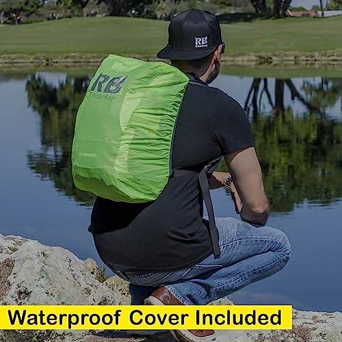 Reflective Motorcycle Backpack with Helmet Holder, Green