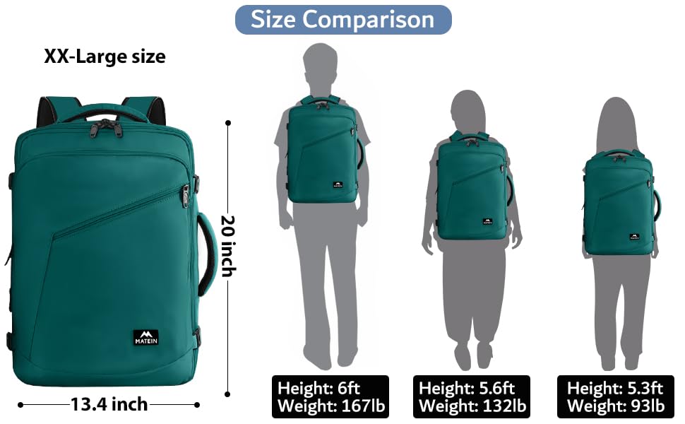 MATEIN 40L Carry-On Travel Backpack, Black