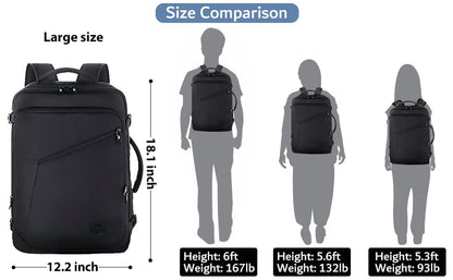 MATEIN 40L Carry-On Travel Backpack, Black