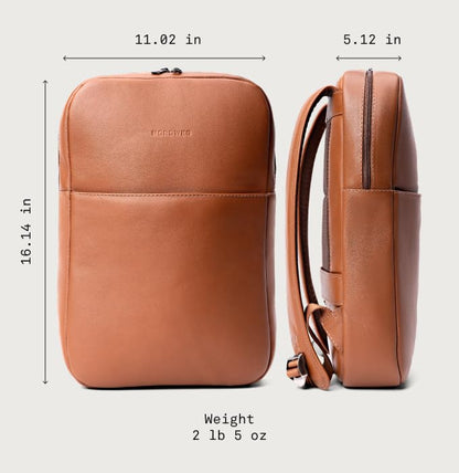 Slim Leather Laptop Backpack – Lightweight Work & Travel