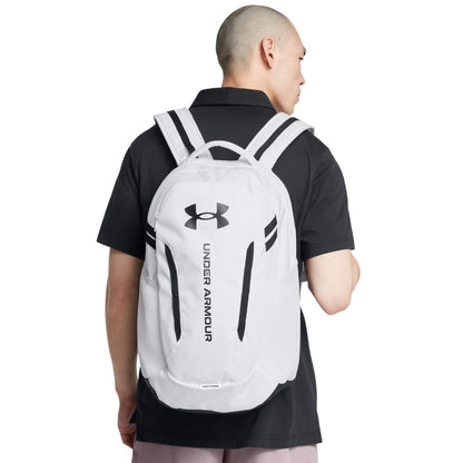 Under Armour Hustle 6.0 Backpack, Black/White
