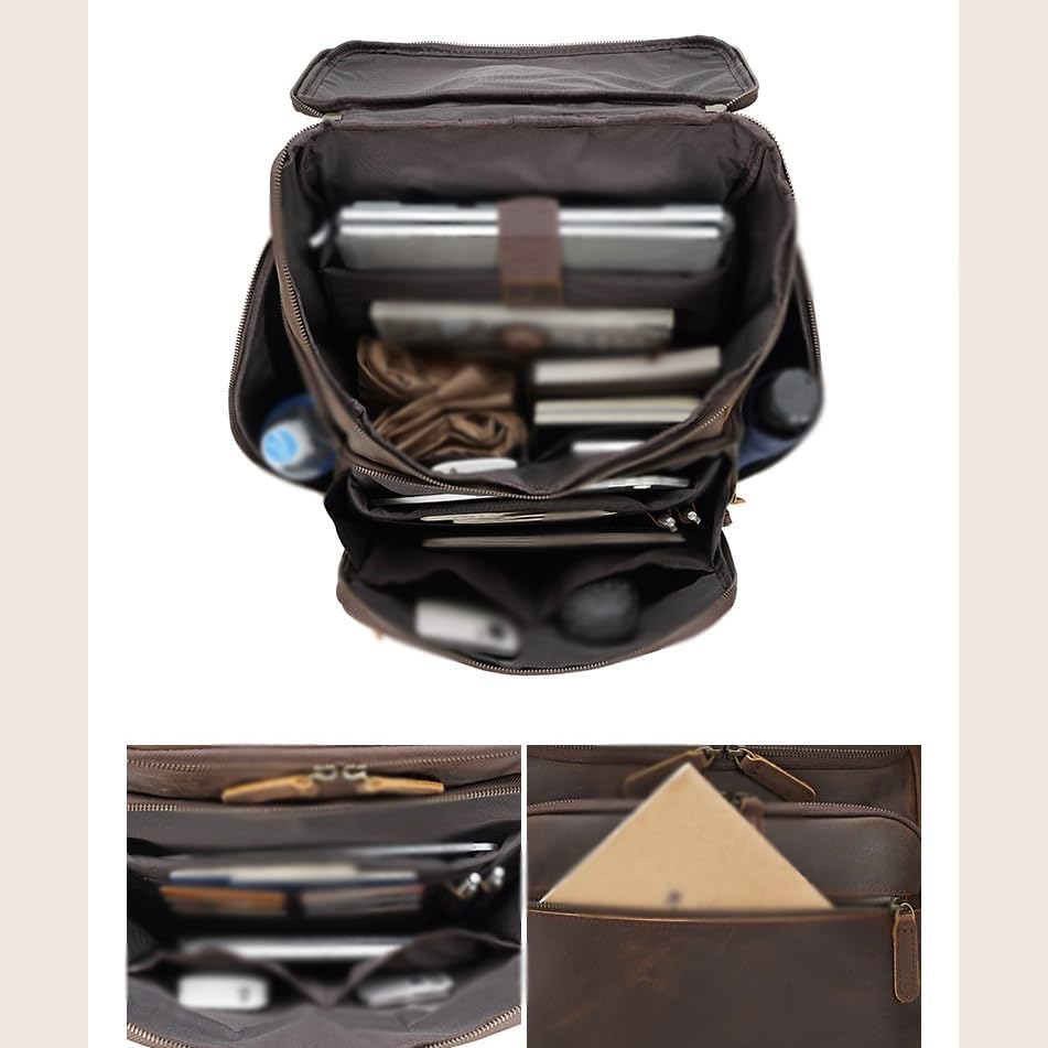 Genuine Leather Laptop Travel Backpack
