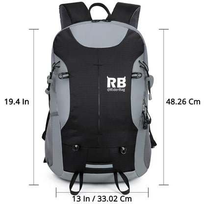 Reflective Motorcycle Backpack with Helmet Holder, Green