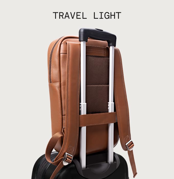 Slim Leather Laptop Backpack – Lightweight Work & Travel