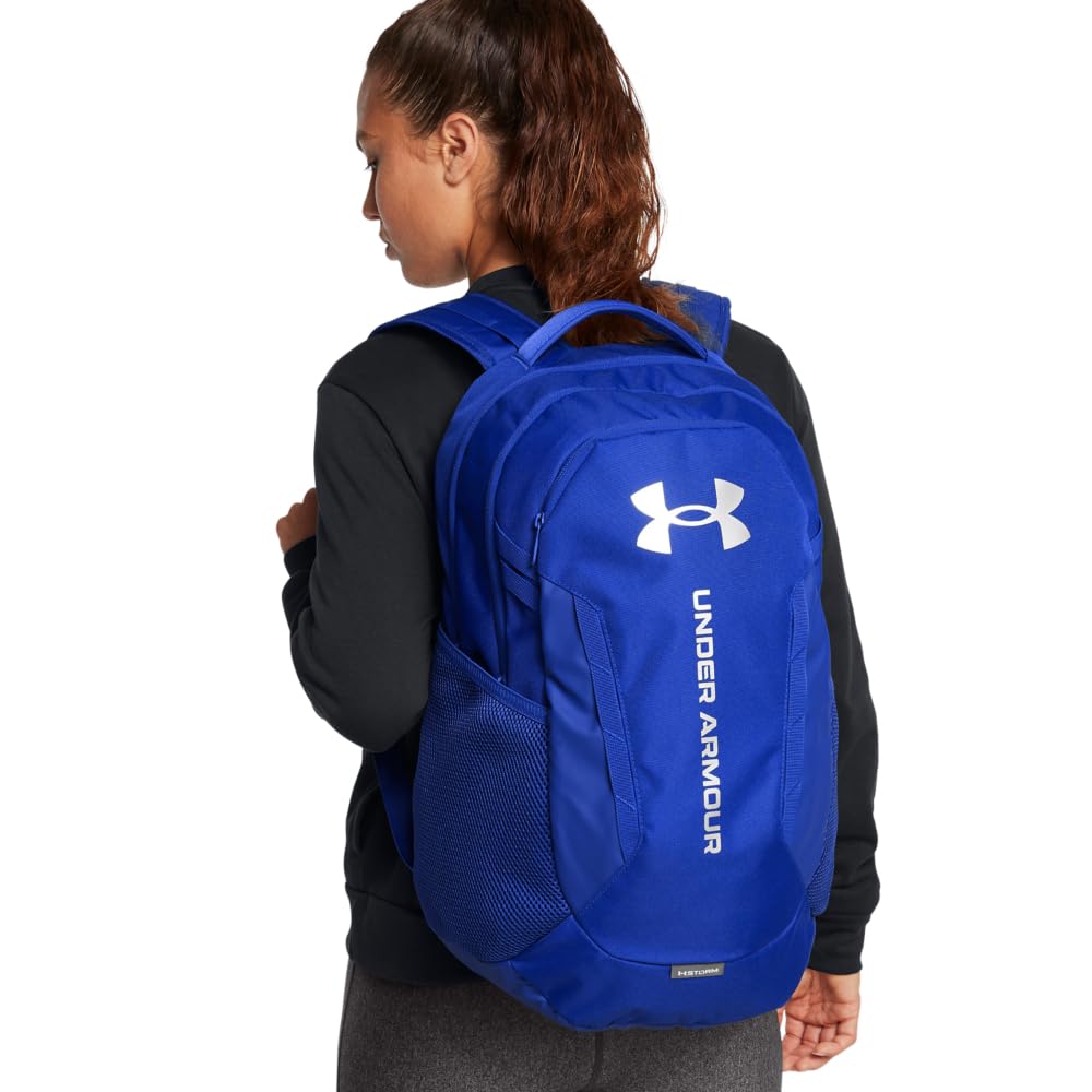 Under Armour Hustle 6.0 Backpack, Black/White