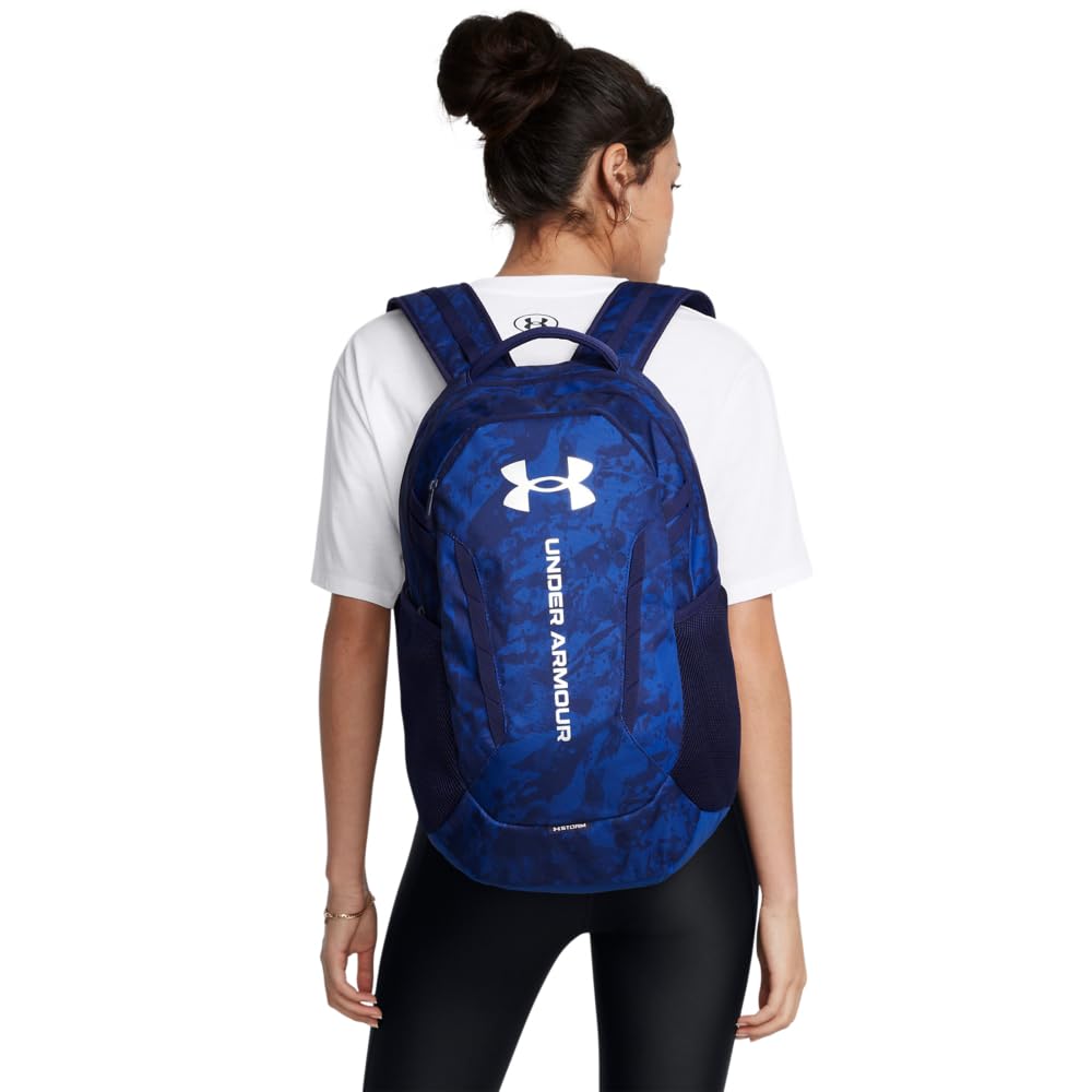 Under Armour Hustle 6.0 Backpack, Black/White