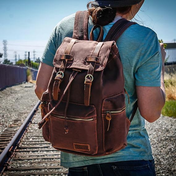 GEARONIC Vintage Canvas Laptop Backpack, 15"