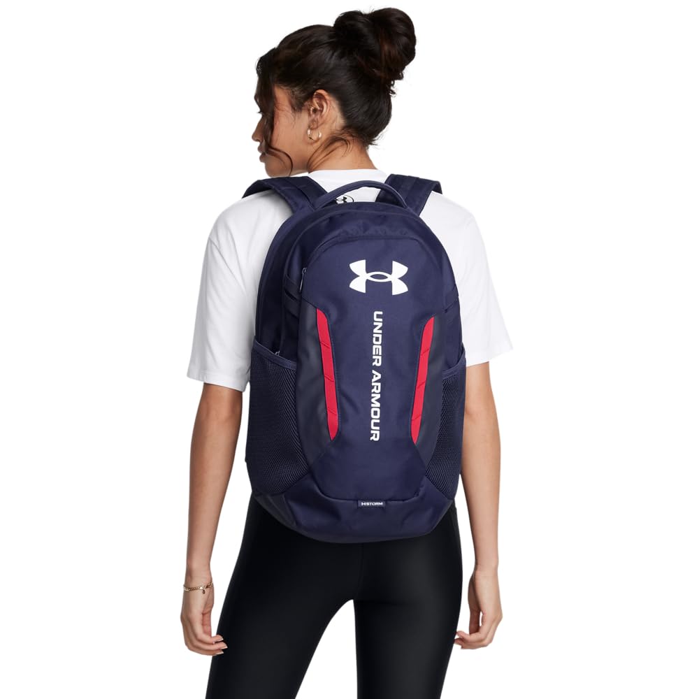 Under Armour Hustle 6.0 Backpack, Black/White