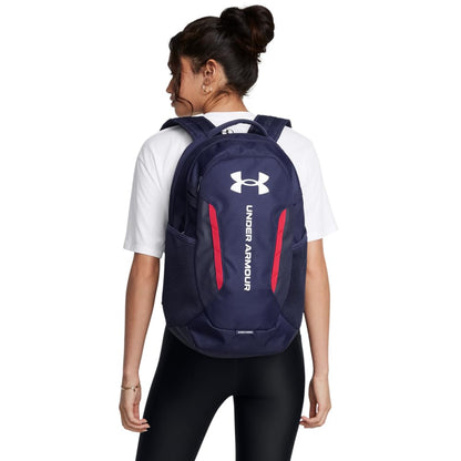 Under Armour Hustle 6.0 Backpack, Black/White