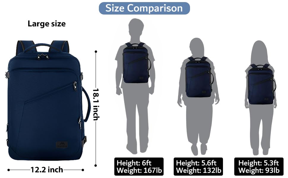 MATEIN 40L Carry-On Travel Backpack, Black
