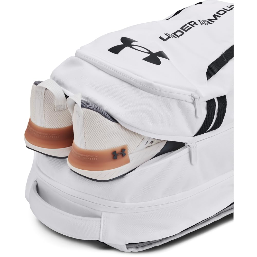 Under Armour Hustle 6.0 Backpack, Black/White