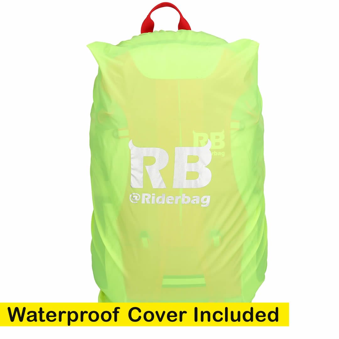 Reflective Motorcycle Backpack with Helmet Holder, Green