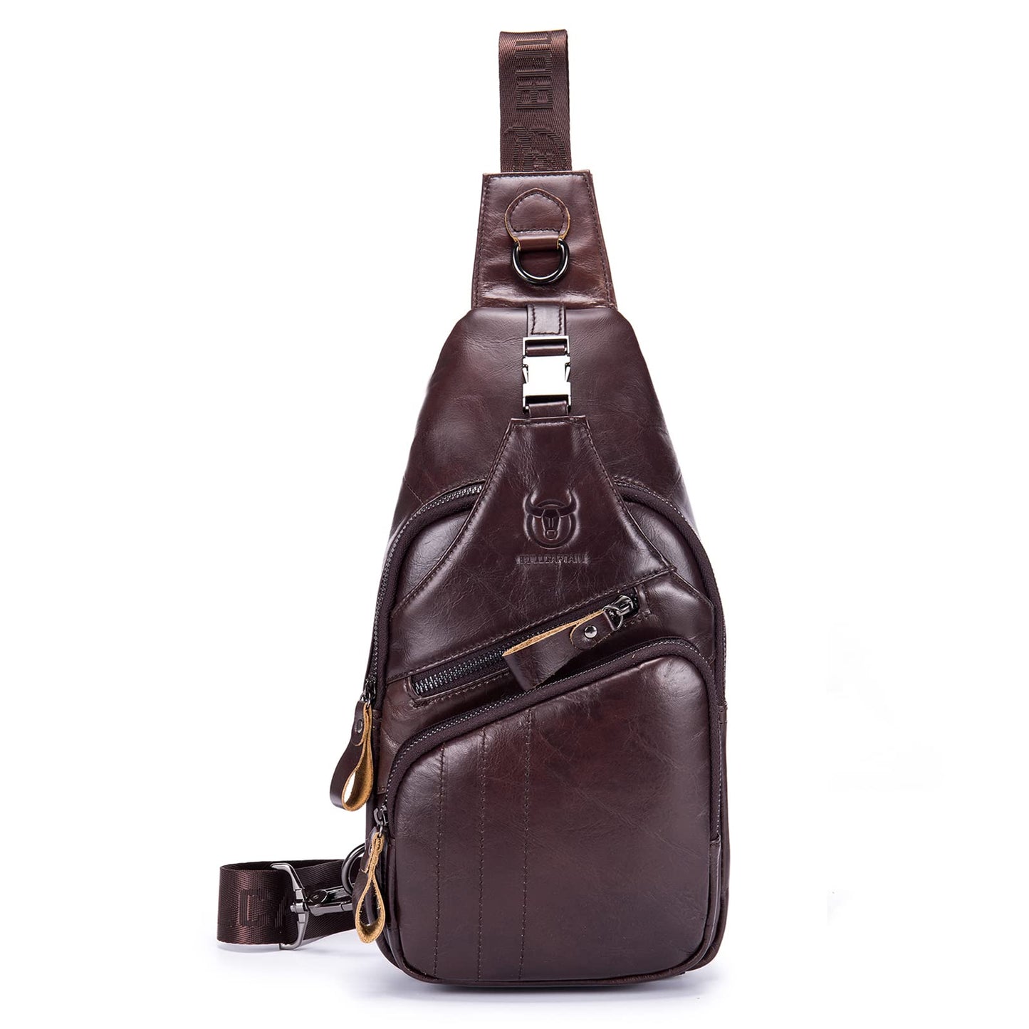 LUKZIJAES Genuine Leather Sling Bag for Men