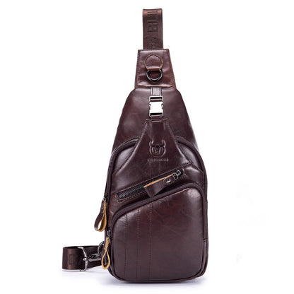 LUKZIJAES Genuine Leather Sling Bag for Men