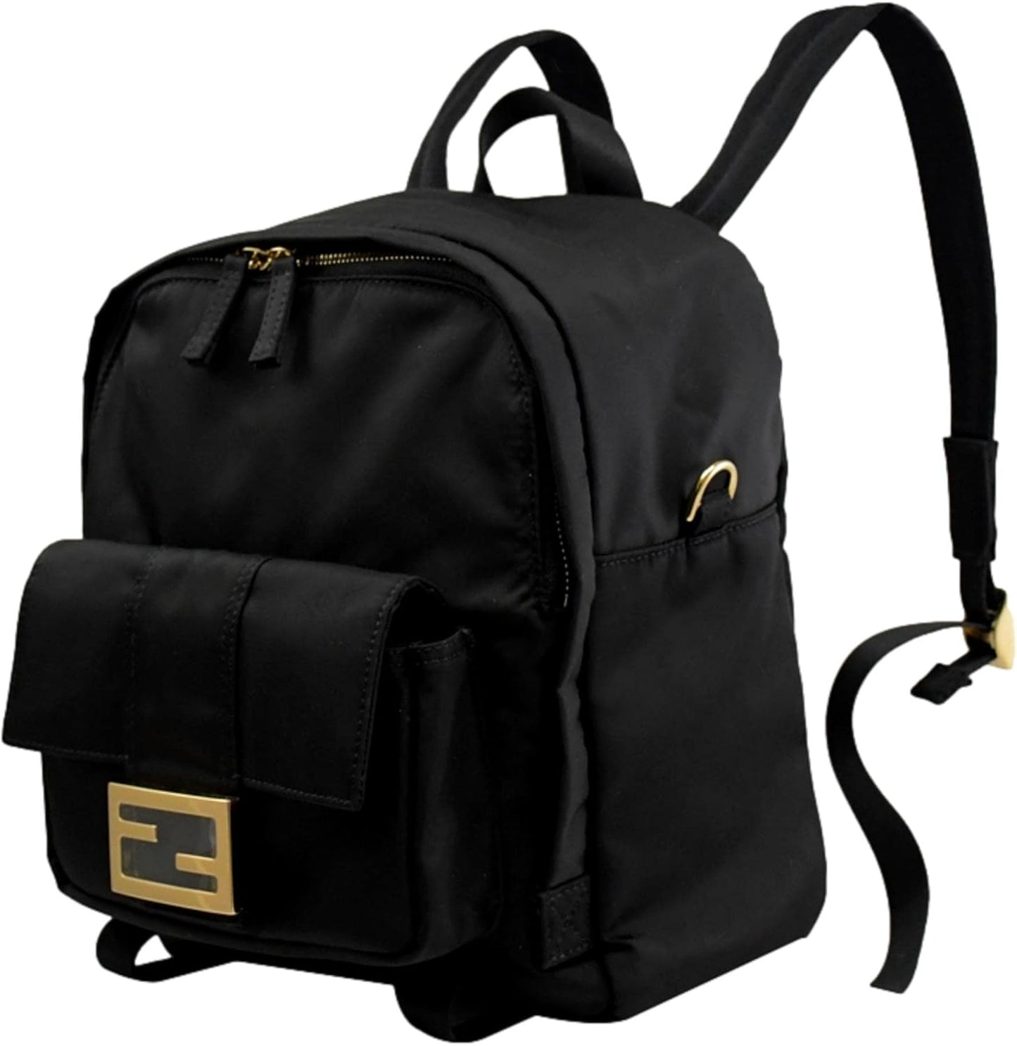FENDI Baguette Logo Black Nylon Backpack 8BZ048