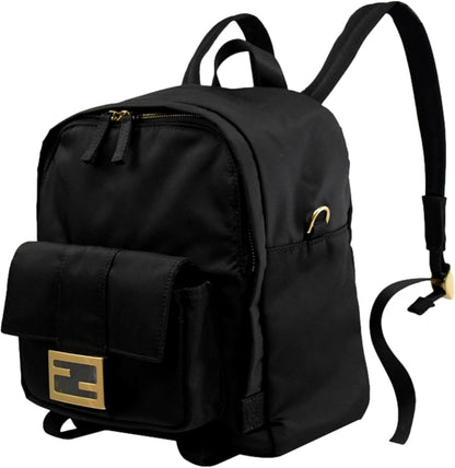FENDI Baguette Logo Black Nylon Backpack 8BZ048