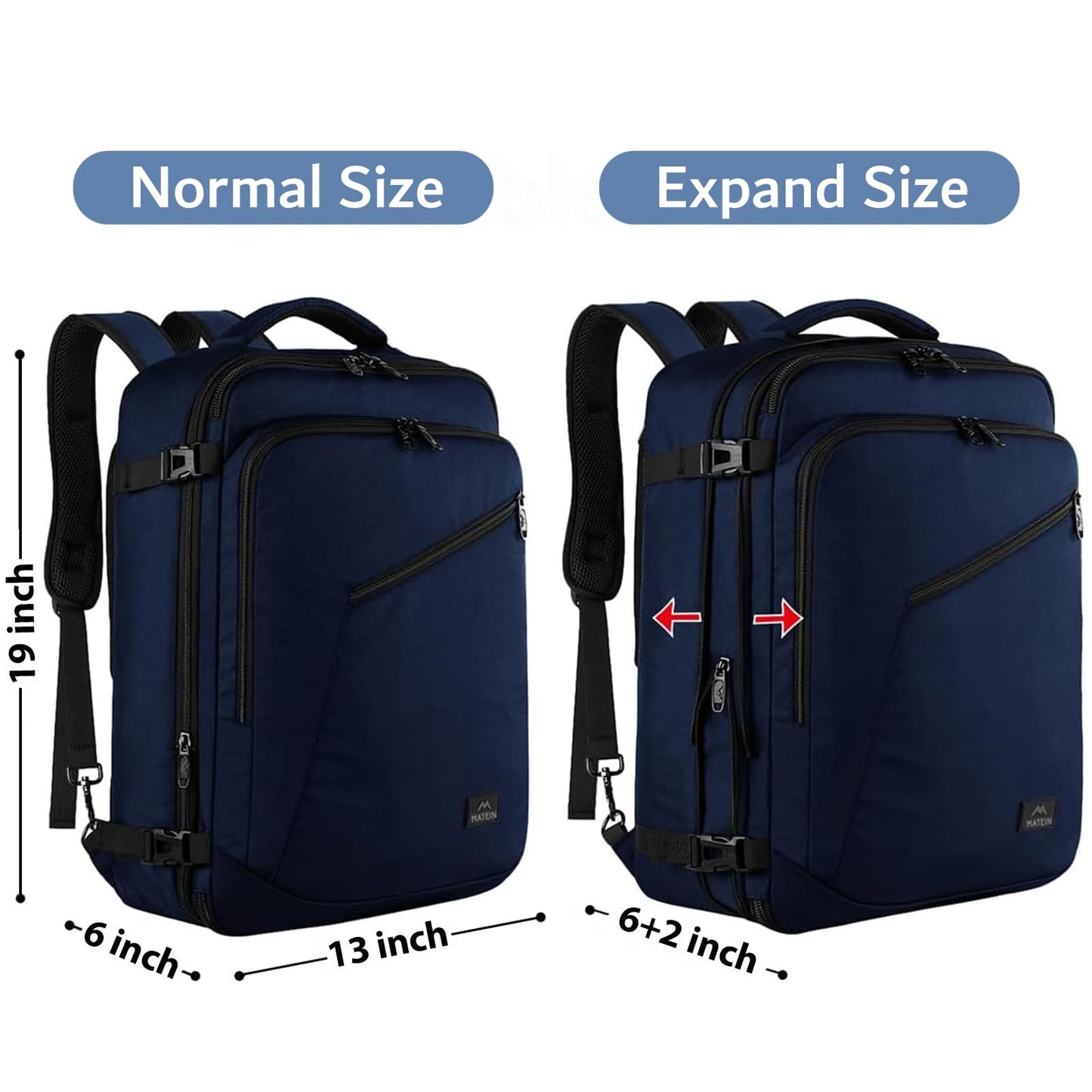 MATEIN 40L Carry-On Travel Backpack, Black