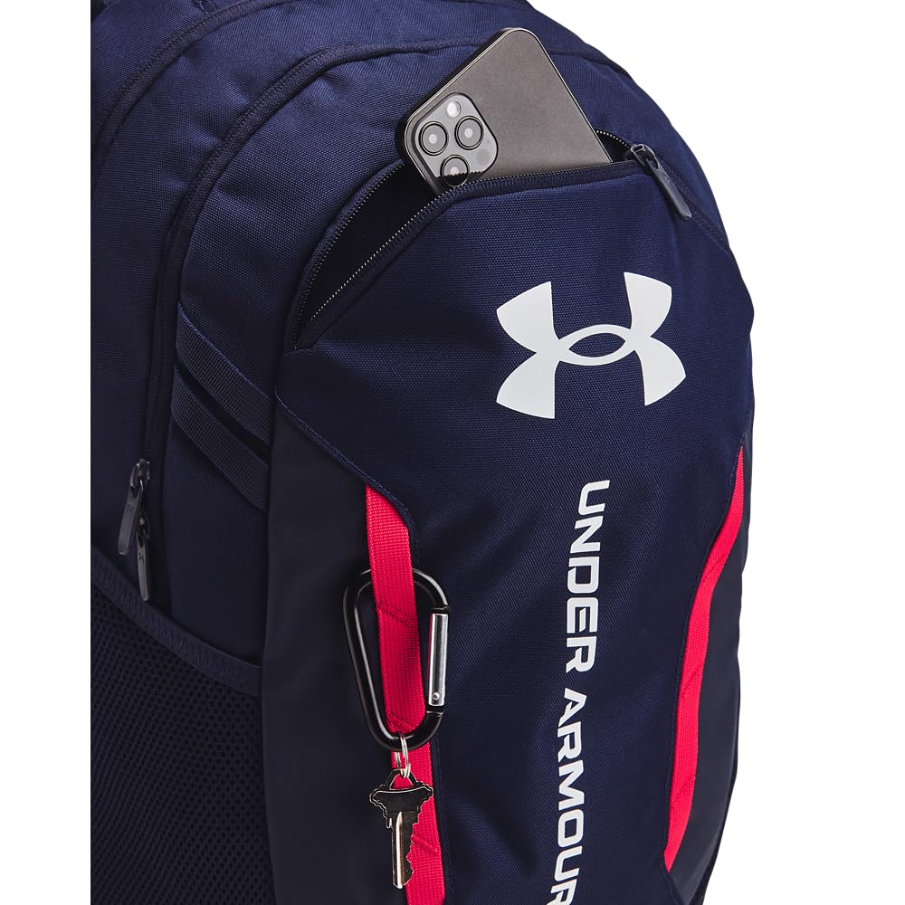 Under Armour Hustle 6.0 Backpack, Black/White