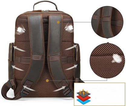 Full Grain Leather Backpack for Men Laptop Bag