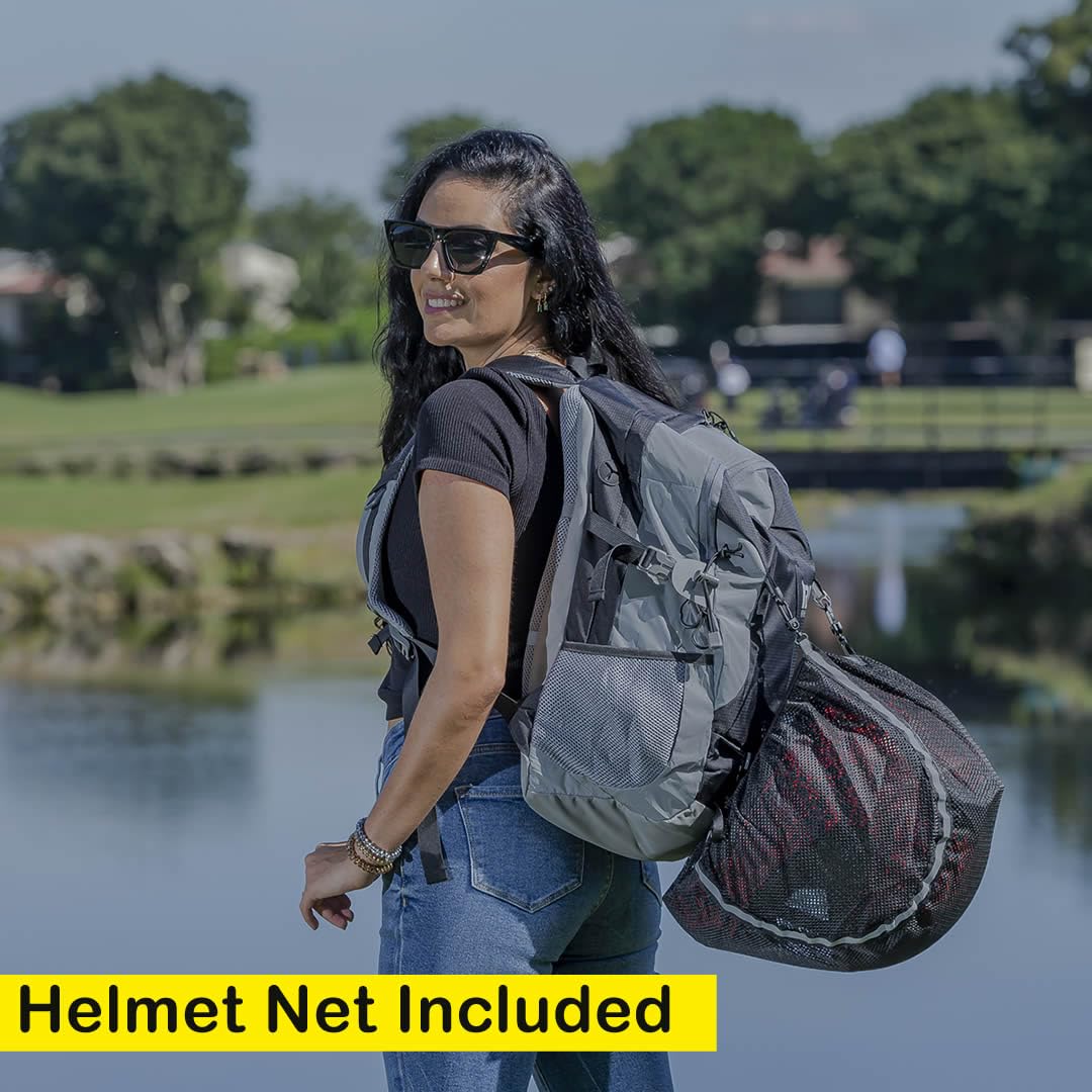 Reflective Motorcycle Backpack with Helmet Holder, Green