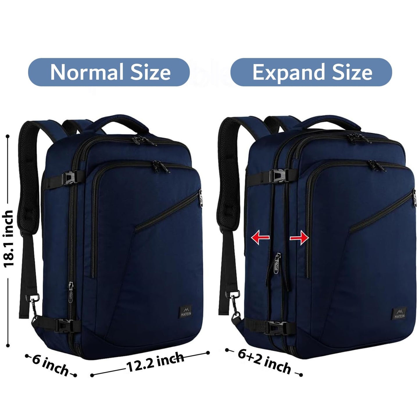 MATEIN 40L Carry-On Travel Backpack, Black