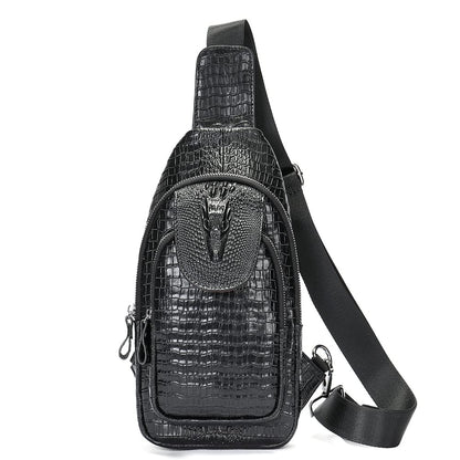 LUKZIJAES Genuine Leather Sling Bag for Men