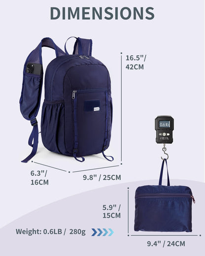Blue Quartz 15L Ultralight Hiking Backpack, Foldable