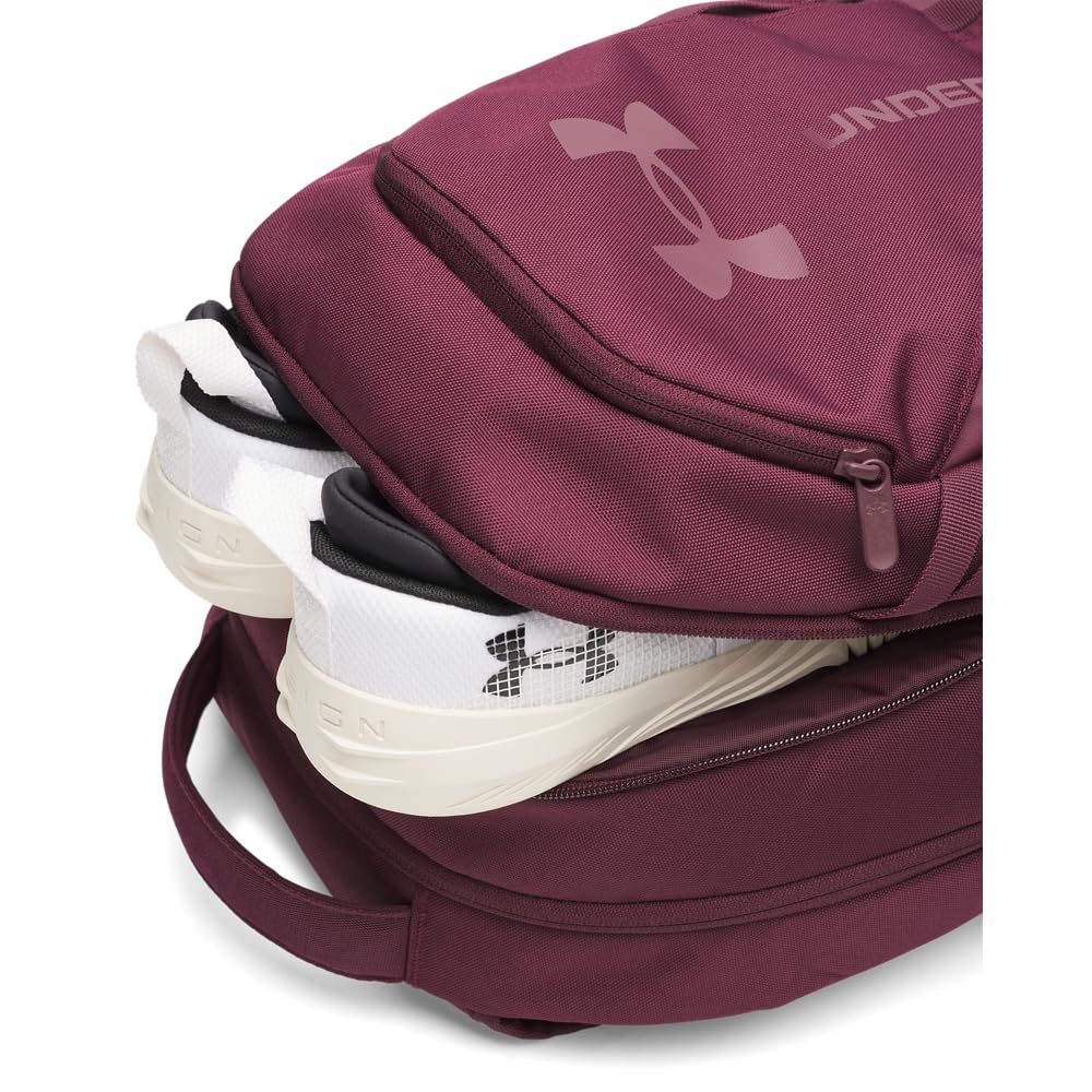 Under Armour Hustle 6.0 Backpack, Black/White