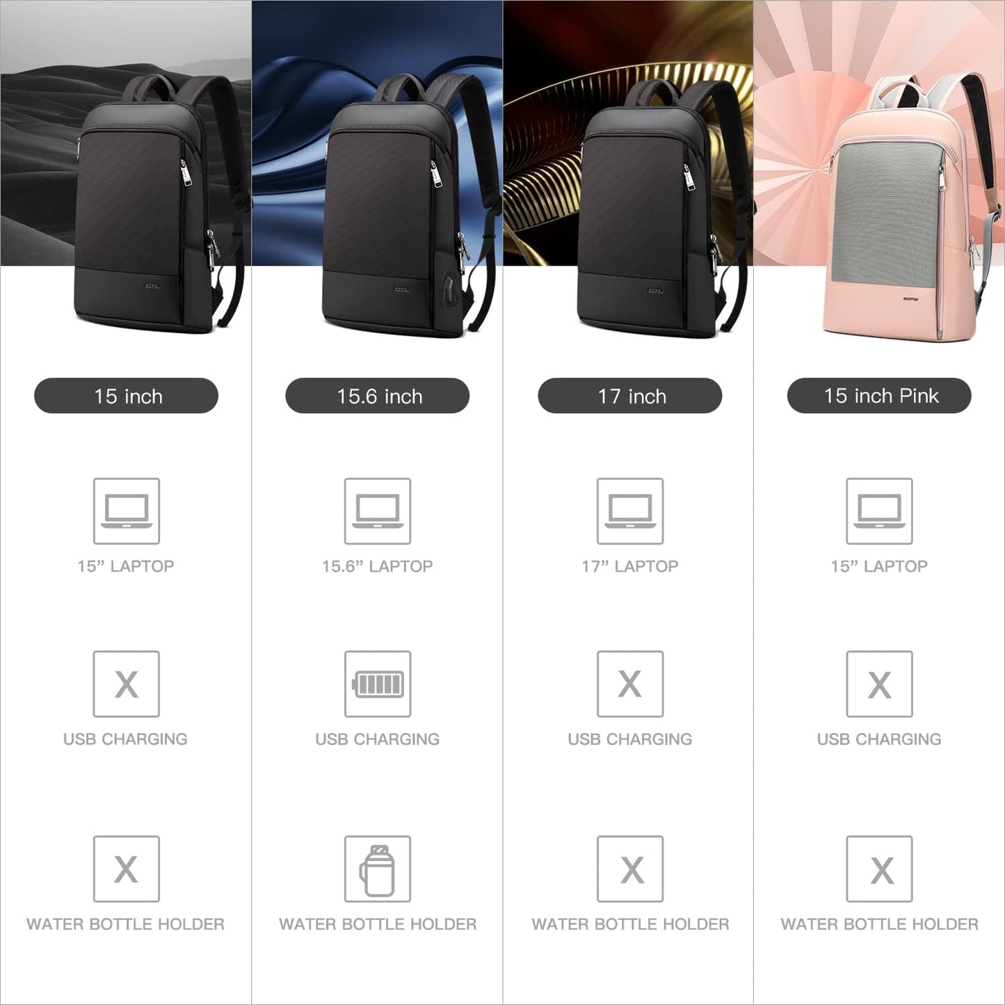 BOPai 15" Slim Anti-Theft Laptop Backpack