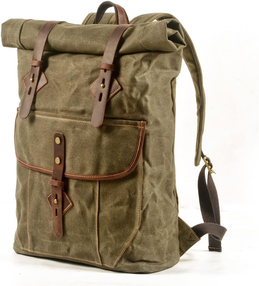 Men's Retro Canvas & Leather Backpack