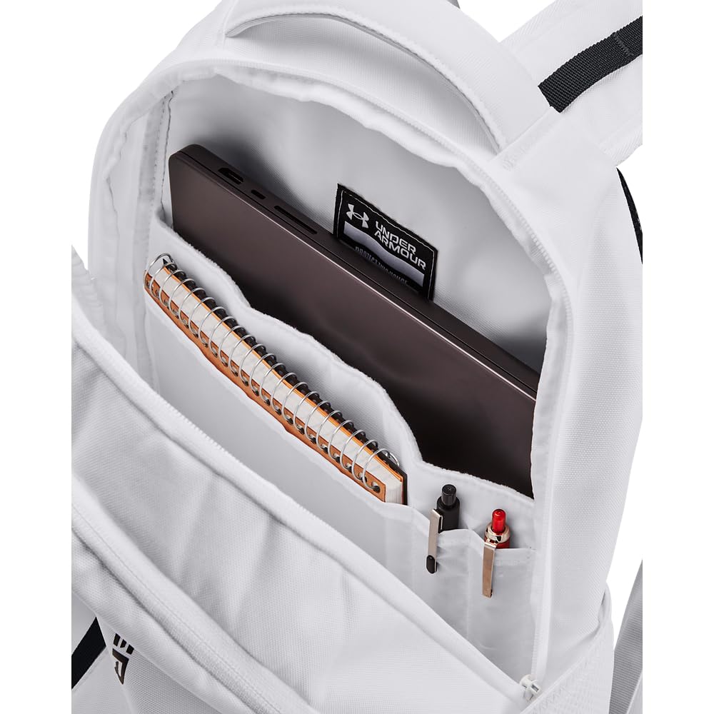 Under Armour Hustle 6.0 Backpack, Black/White