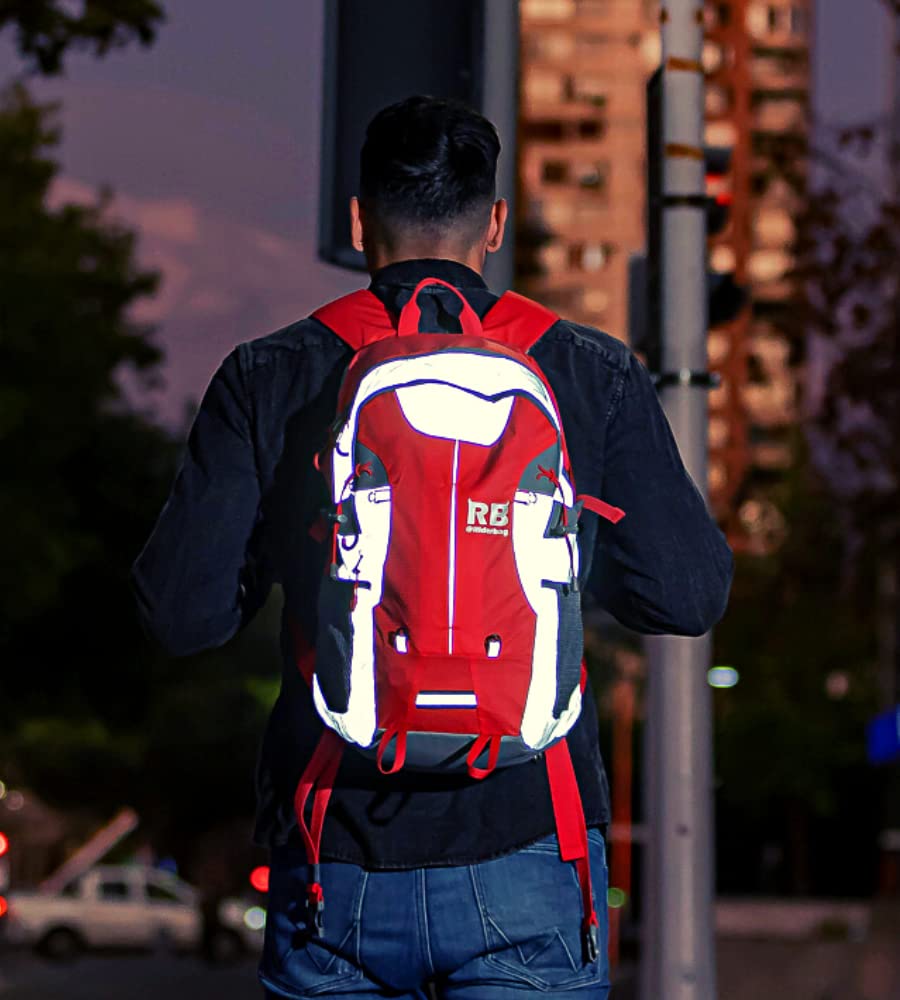 Reflective Motorcycle Backpack with Helmet Holder, Green