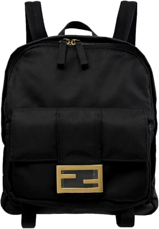 FENDI Baguette Logo Black Nylon Backpack 8BZ048