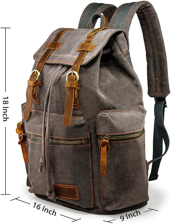 GEARONIC Vintage Canvas Laptop Backpack, 15"