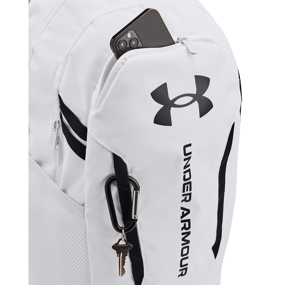 Under Armour Hustle 6.0 Backpack, Black/White