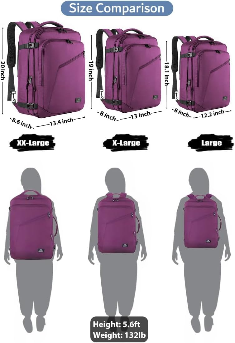 MATEIN 40L Carry-On Travel Backpack, Black