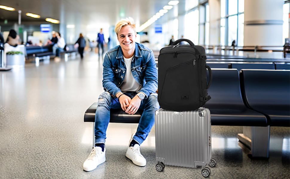 MATEIN 40L Carry-On Travel Backpack, Black