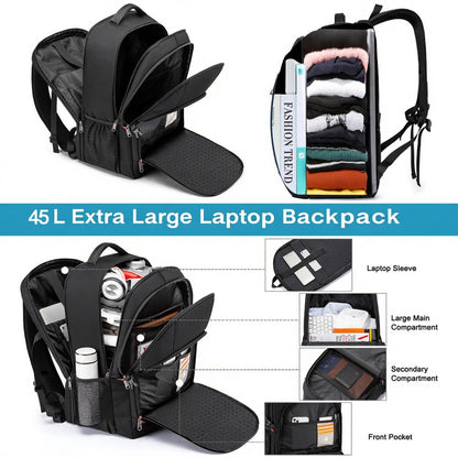 Travel Laptop Backpack, Black Backpack for Men and Women