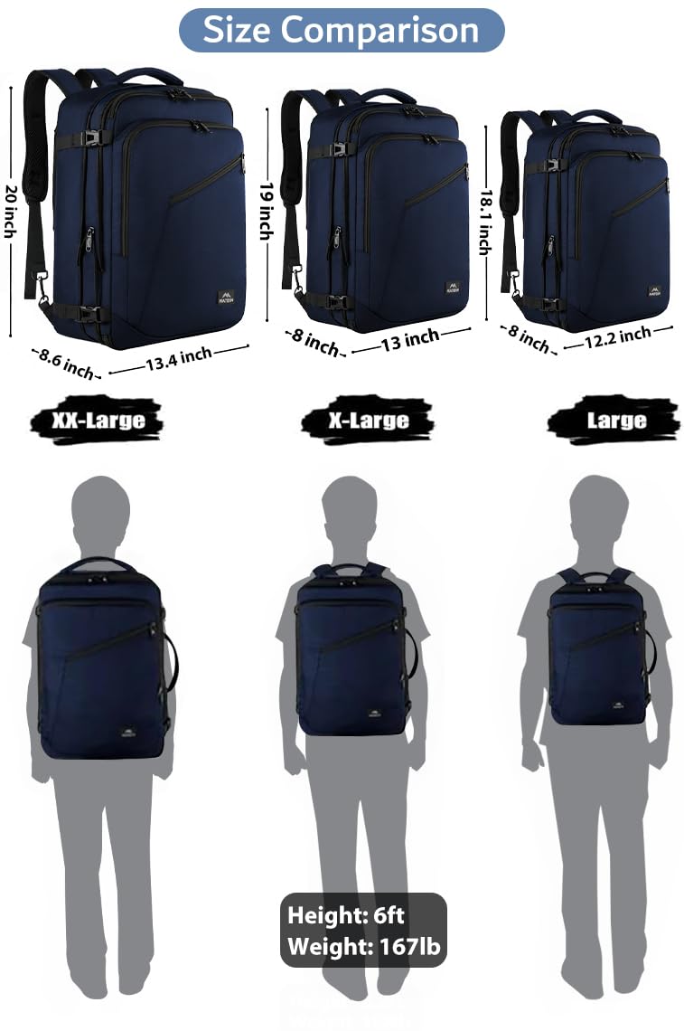 MATEIN 40L Carry-On Travel Backpack, Black