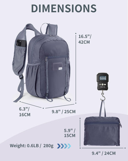 Blue Quartz 15L Ultralight Hiking Backpack, Foldable