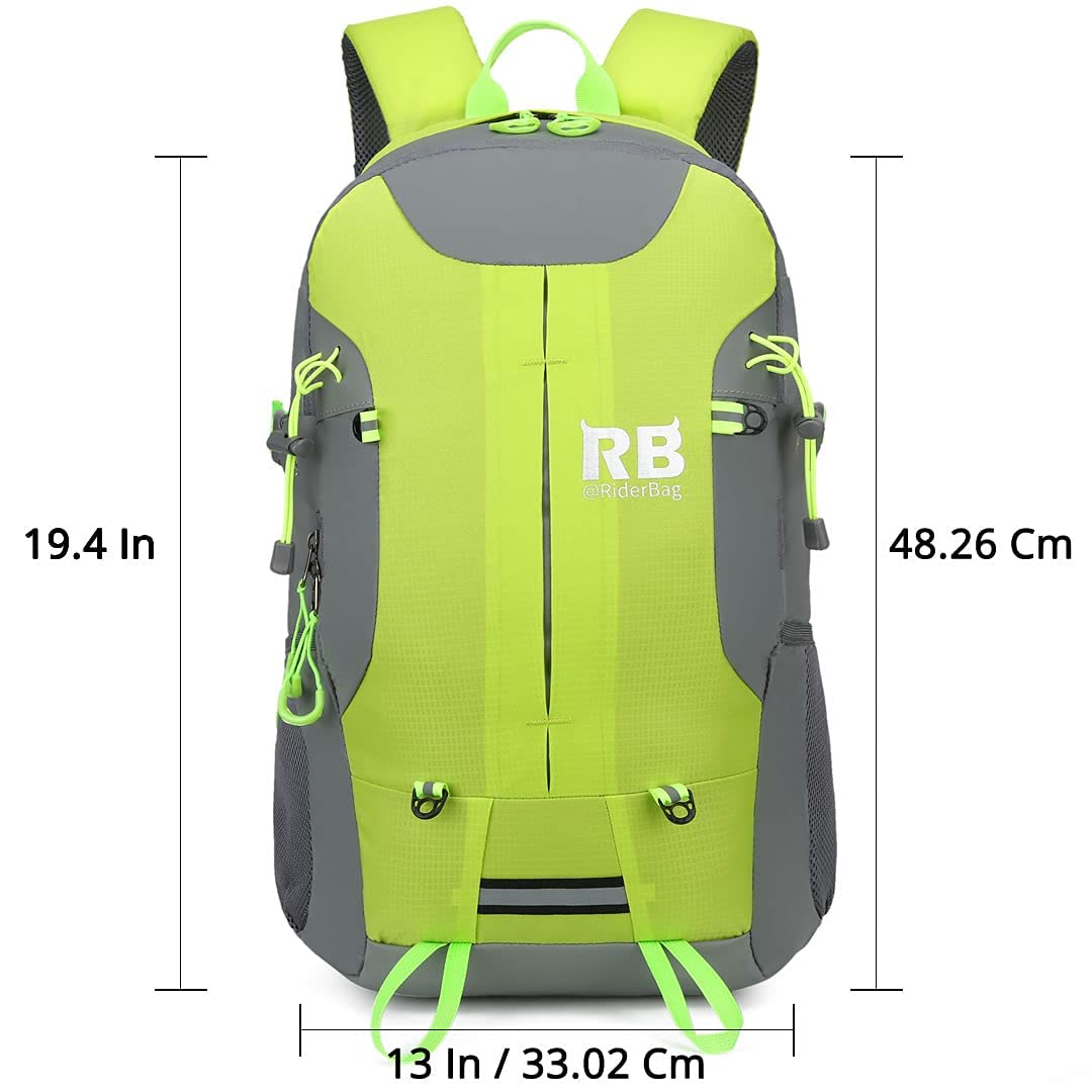 Reflective Motorcycle Backpack with Helmet Holder, Green