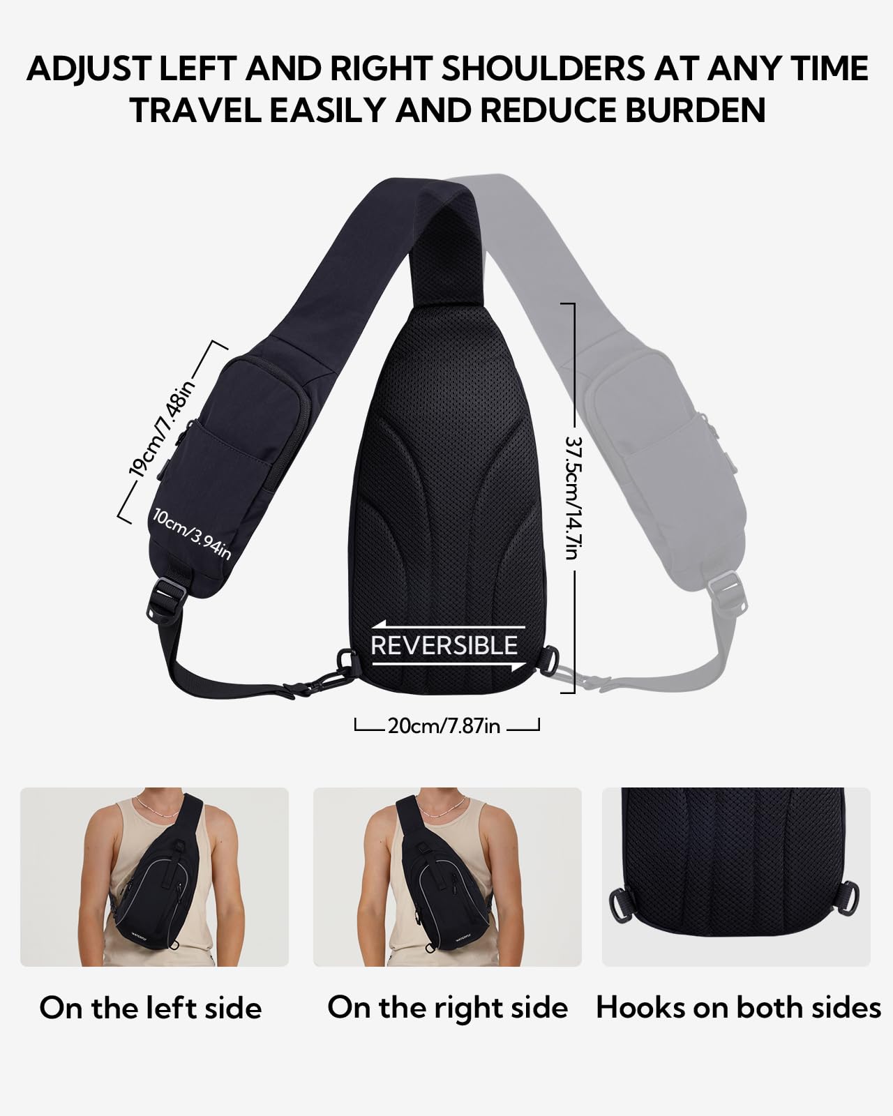 WATERFLY Crossbody Sling Backpack for Travel